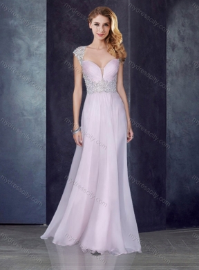 2016 Empire Applique Lavender Prom Dress with See Through Back