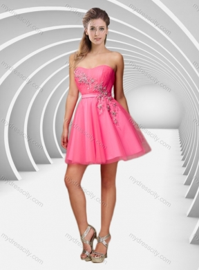 2016 Latest A Line Applique with Beading Short Prom Dress in Tulle