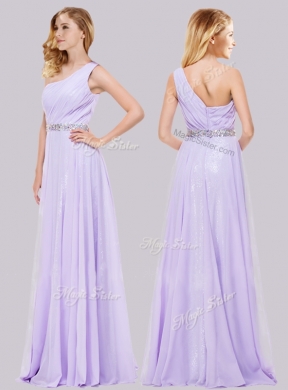 2016 Simple One Shoulder Belted with Beading Prom Dress in Lavender