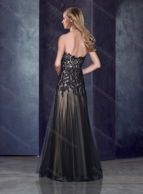 2016 Top Selling Empire Applique Black Prom Dress in Tulle