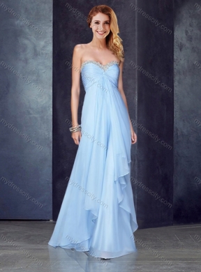 2016 Custom Fit Empire Applique and Ruched Junior Bridesmaid Dresses in Light Blue