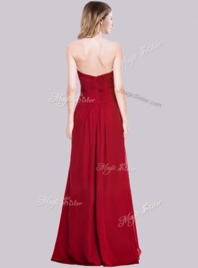 2016 Empire Chiffon Red Cheap Bridesmaid Dresses with High Slit