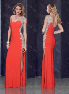 2016 One Shoulder Red Cheap Bridesmaid Dresses with Beading and Appliques