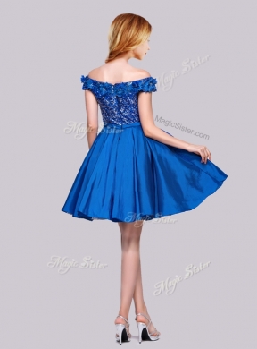 2016 Beautiful Off the Shoulder Royal Blue Junior Bridesmaid Dresses with Appliques and Sequins