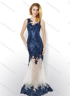 2016 Beautiful Sequined and Applique Navy Blue Junior Bridesmaid Dresses with Brush Train
