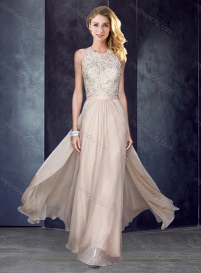 2016 Elegant Scoop Criss Cross Applique New Bridesmaid Dresses in Champagne