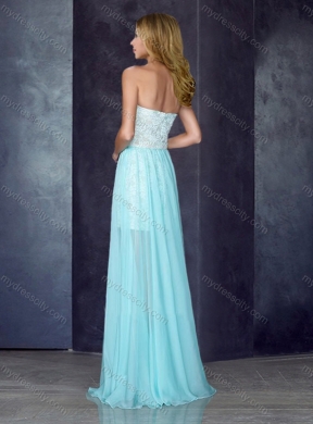 2016 Short Inside Long Outside Laced Light Blue New Bridesmaid Dresses