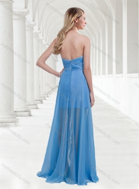 Lovely Zipper Up Baby Blue Long New Bridesmaid Dresses with Beading