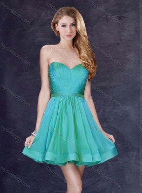 Low Price Turquoise Short New Bridesmaid Dresses with Belt