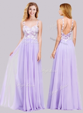 2016 Popular Straps Applique Lavender Long New Bridesmaid Dresses in Chiffon