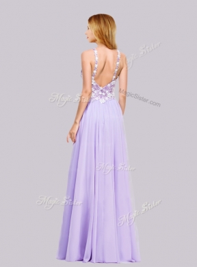 2016 Popular Straps Applique Lavender Long New Bridesmaid Dresses in Chiffon