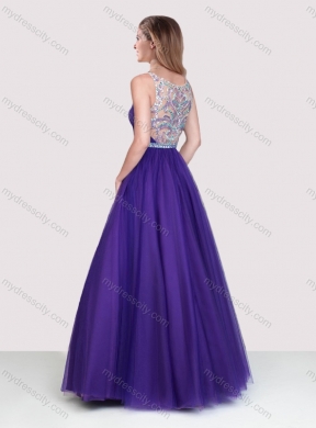 2016 Sexy See Through Scoop Empire Purple New Bridesmaid Dresses with Beading