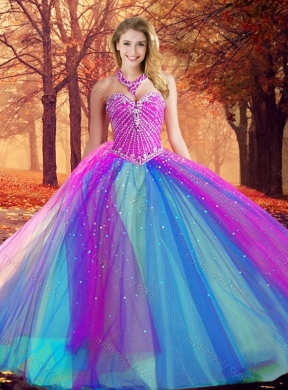 2016 Big Puffy Beaded Quinceanera Dress in Multi Color