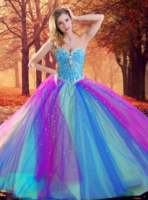 2016 Big Puffy Beaded Quinceanera Dress in Multi Color