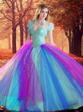 2016 Big Puffy Beaded Quinceanera Dress in Multi Color