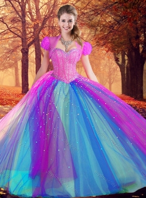 2016 Colorful Multi Color Quinceanera Dress with Beading