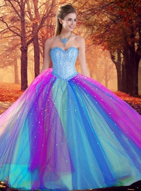 2016 Colorful Multi Color Quinceanera Dress with Beading