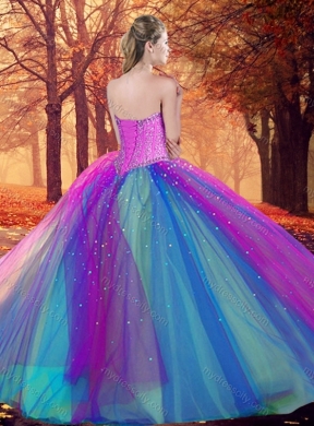 Custom Designed Multi Color Quinceanera Dress with Beading