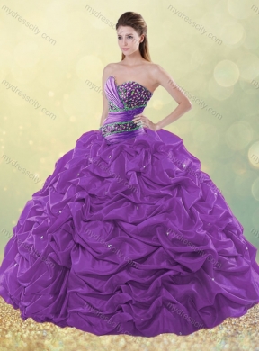 Exclusive Beaded and Bubble Purple Quinceanera Dress in Taffeta