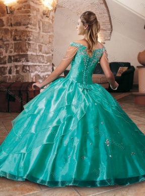 Gorgeous Beaded Decorated Sleeves Quinceanera Dress with Off the Shoulder