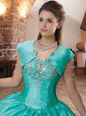 Gorgeous Beaded Decorated Sleeves Quinceanera Dress with Off the Shoulder