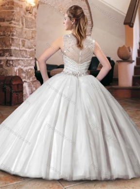 Luxurious See Through Back Straps Quinceanera Dress with Beaded Bodice