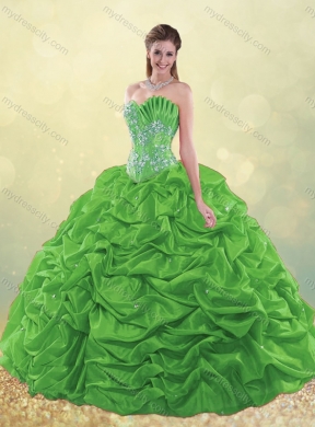 Latest Taffeta Teal Quinceanera Dress with Beading and Bubbles