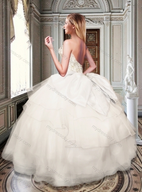 Simple Strapless White Quinceanera Dresses with Appliques and Beading