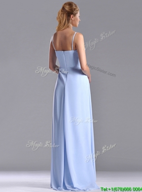 Cheap Chiffon Spaghetti Straps Long Dama Dress with Zipper Up