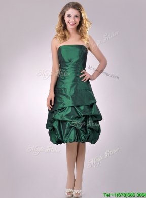 Classical Taffeta Strapless Bubble Dama Dress in Dark Green