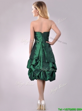 Classical Taffeta Strapless Bubble Dama Dress in Dark Green