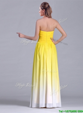 Discount Empire Sweetheart Ruched Long Dama Dress in Gradient Color