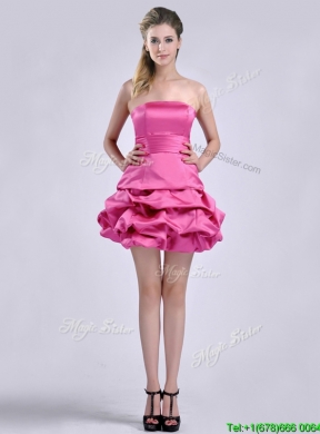 Latest A Line Bubble and Bowknot Taffeta Dama Dress in Hot Pink