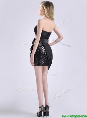 Lovely Column Bowknot Short Dama Dress in Chiffon and Sequins