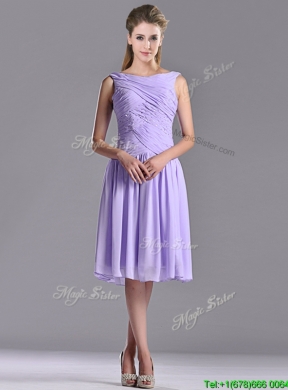 Lovely Empire Chiffon Lavender Dama Dress with Beading and Ruching