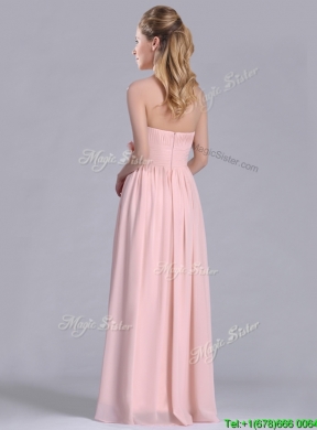 Modern Chiffon Handcrafted Flowers Long Dama Dress in Baby Pink