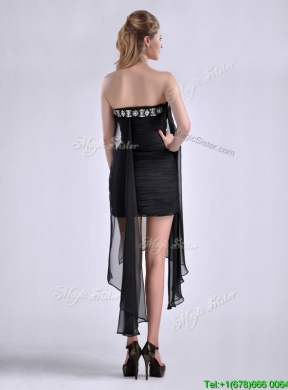 Best Selling Asymmetrical Column Prom Dress with Beaded Top and Ruching