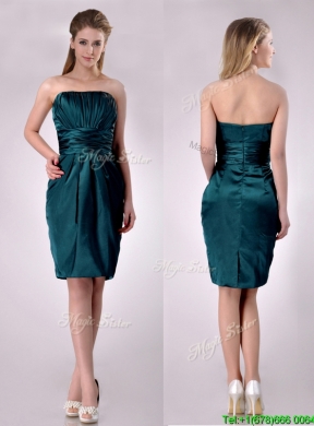 Exclusive Column Ruched Decorated Bodice Prom Dress in Hunter Green