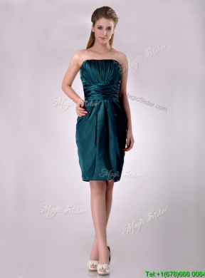 Exclusive Column Ruched Decorated Bodice Prom Dress in Hunter Green