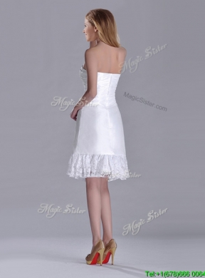 Low Price Strapless White Short Dama Dress in Lace and Satin