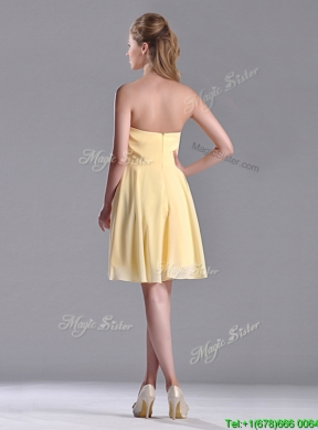 Modest Empire Chiffon Yellow Short  Dama Dress with Beading