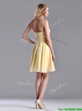 Modest Empire Chiffon Yellow Short  Dama Dress with Beading