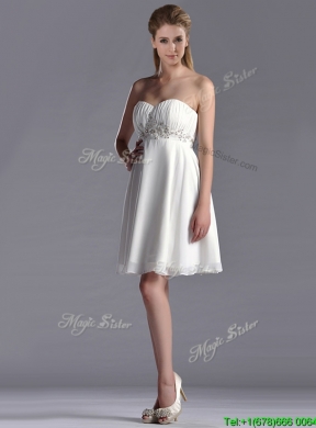 Beautiful Beaded Decorated Waist Chiffon Dama Dress in White