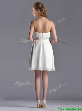 Beautiful Beaded Decorated Waist Chiffon Dama Dress in White