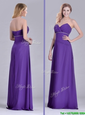 Column Sweetheart Ruching Purple Prom Dress for Celebrity