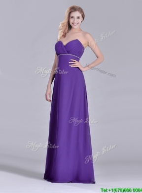 Column Sweetheart Ruching Purple Prom Dress for Celebrity