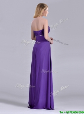 Column Sweetheart Ruching Purple Prom Dress for Celebrity