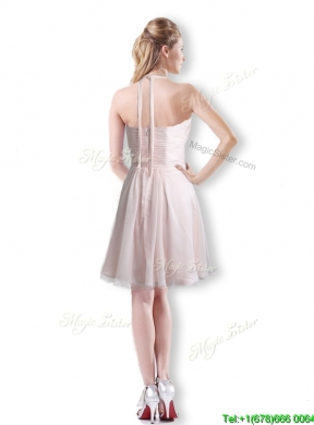 Cute Empire Chiffon Champagne Short Dama Dress with Halter Top