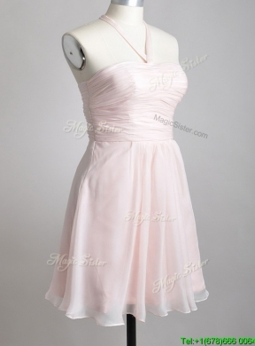 Cute Empire Chiffon Champagne Short Dama Dress with Halter Top