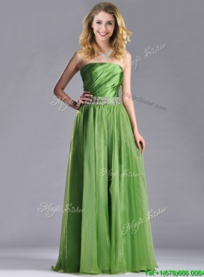 Exclusive Strapless Beaded Decorated Waist Prom Dress with Side Zipper